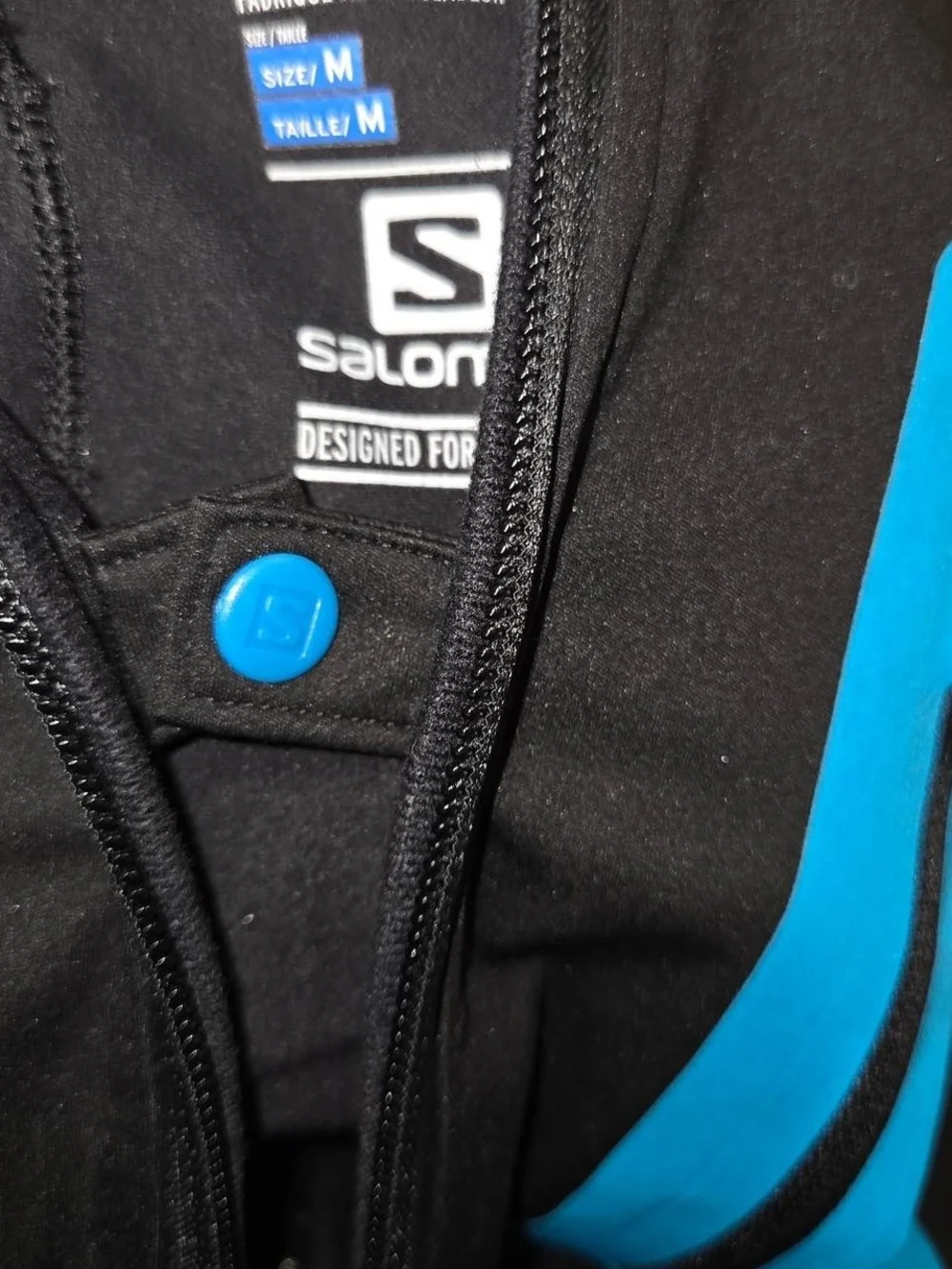 Salomon Blue Black Softshell Jacket Panel Mens Size Medium